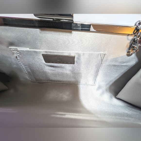 INC International Concepts Carolyn Ombre Clutch Silver Chain Shoulder Rhinestone - Picture 7 of 13